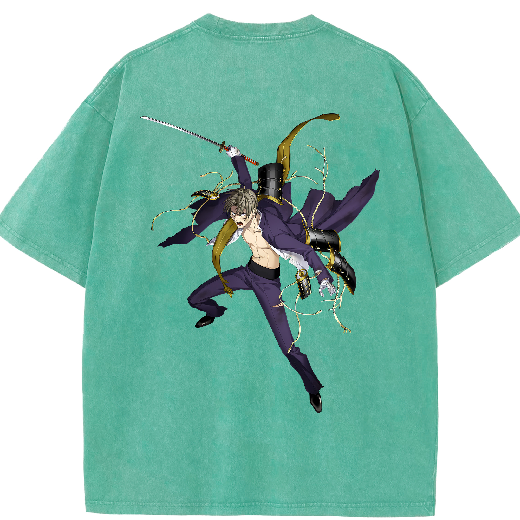 （画像用） 刀剣乱舞 Touken Ranbu 綿100% ヴィンテージ風 半袖Tシャツ（背面プリント）